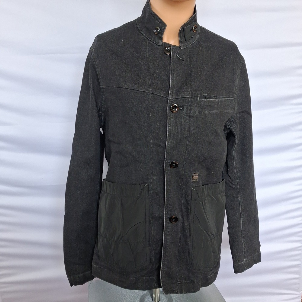 G-Star Raw Bronson Blazer Mens Large Black Denim Jacket D02992 Utility Pocket